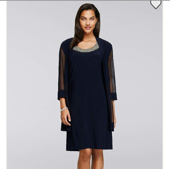 Dresses & Skirts - 🎉$10🎉MOTHER’S DAY SALE-Navy Dress with matching blue long sleeve sheer jacket